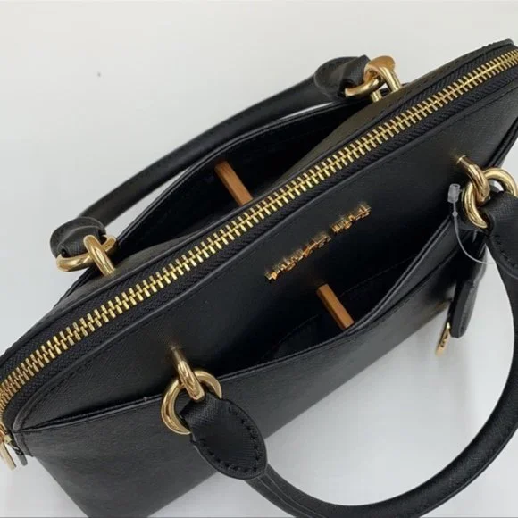 Michael Kors Jet Set Travel Medium Saffiano Leather Dome Satchel Black - Picture 8 of 16